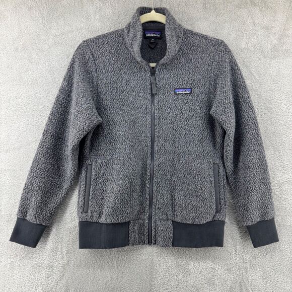 Patagonia Jacket Womens XS Gray Fleece Full Zip Pockets Rib Cuff Hem Woolyester - Picture 1 of 16